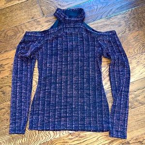 BCBGMaxazria sparkly cut out long sleeve top